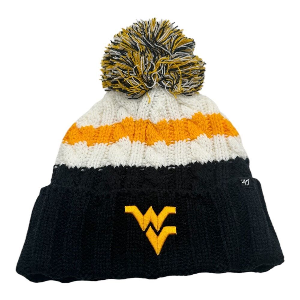 '47 Brand West Virginia Mountaineers Women's Ashfield Cuffed Pom Knit Beanie Hat